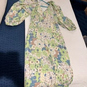 ASOS sequin dress (size 6) - blue green tan/ivory